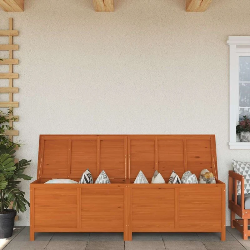 vidaXL Opbevaringsboks i massivt fyr 198,5x50x56,5 cm, brun