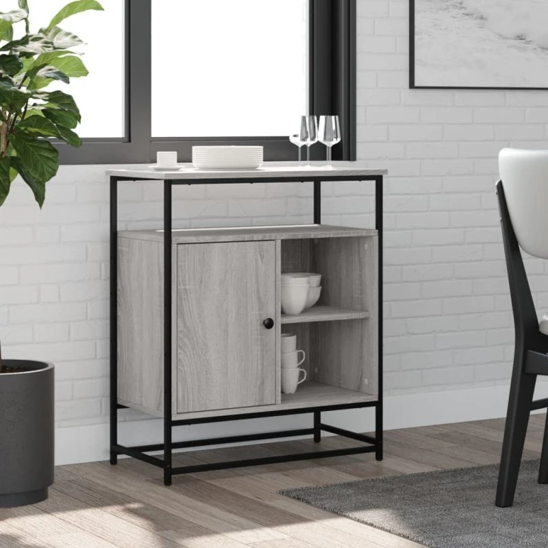 vidaXL skænk 69x35x80 cm konstrueret træ grå sonoma-eg