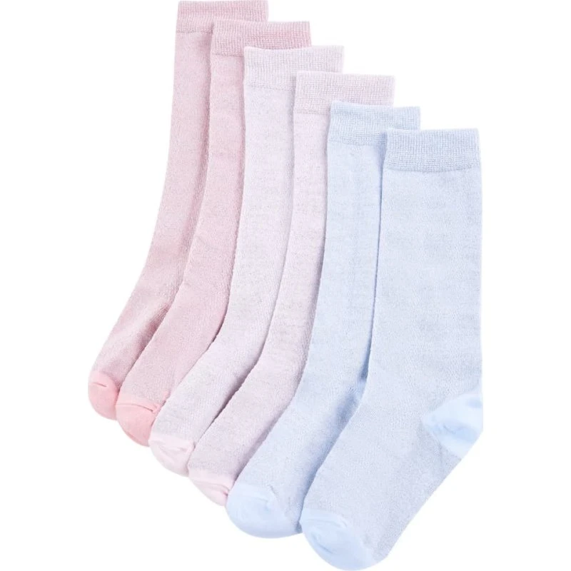 Børnestrømper 5 par str. 26-29 med glimmer og forstærkede hæl/tå