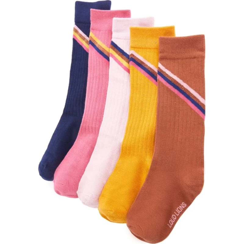 Uden mærke Strømper til børn 5 par str. 23-26 – stribet, forstærkede hæle