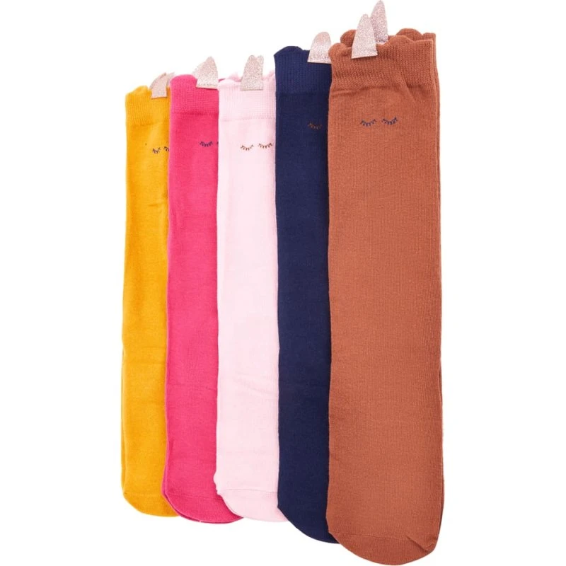 Strømper børn 5-pak str. 26-29, bomuldsrig med enhjørning