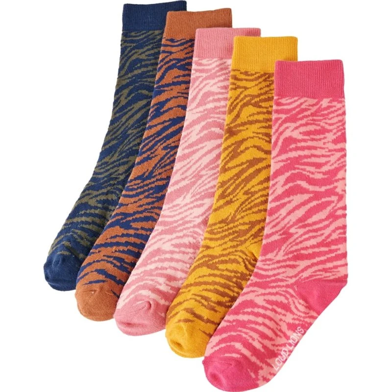 Børne 5-par strømper str. 23-26, zebramønster