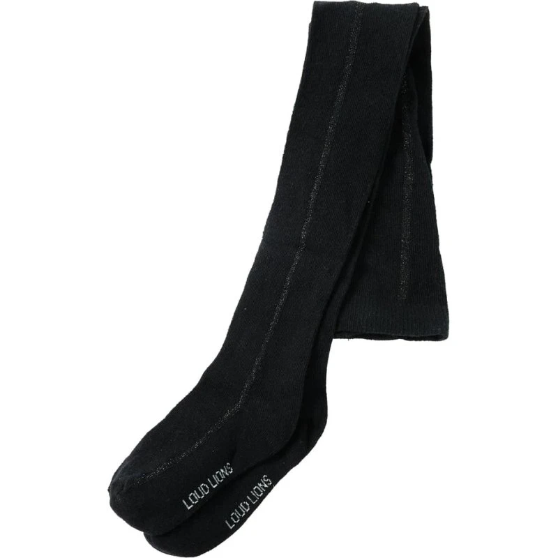 Strømpebukser til børn str. 92, sort med glitrende lurex-stribe