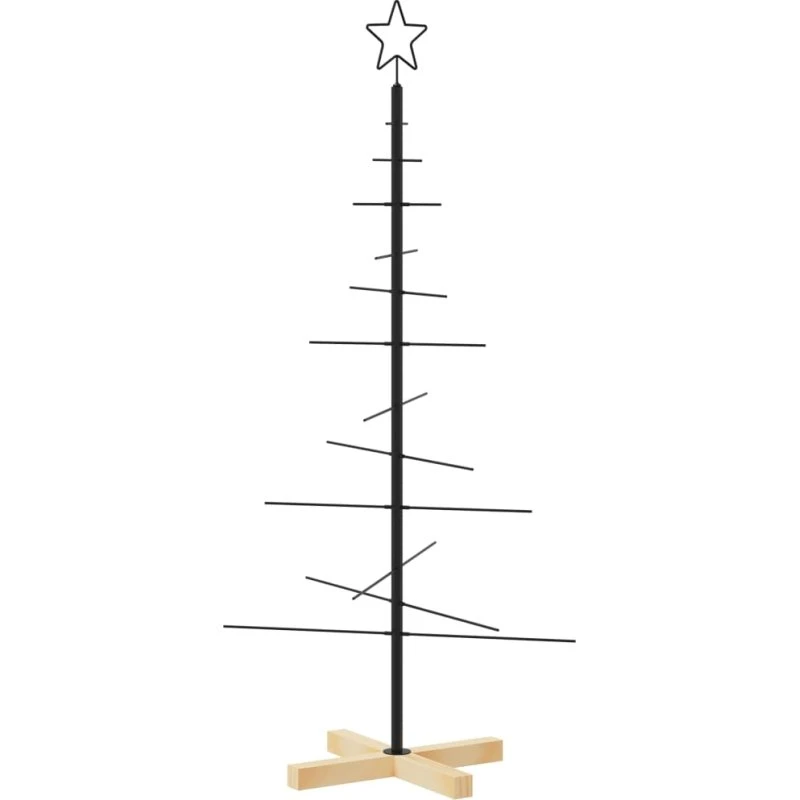 vidaXL juletræ 120 cm i metal med træbund, sort