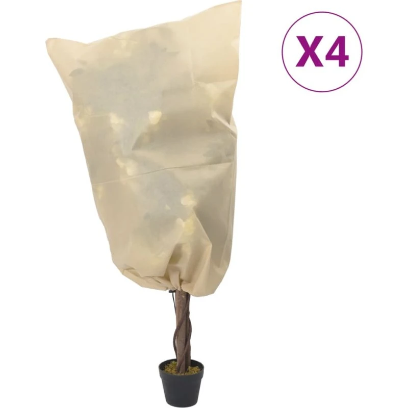 vidaXL plantebeskyttelse med snore 4 stk. 70 g/m² 0,8x0,8 m