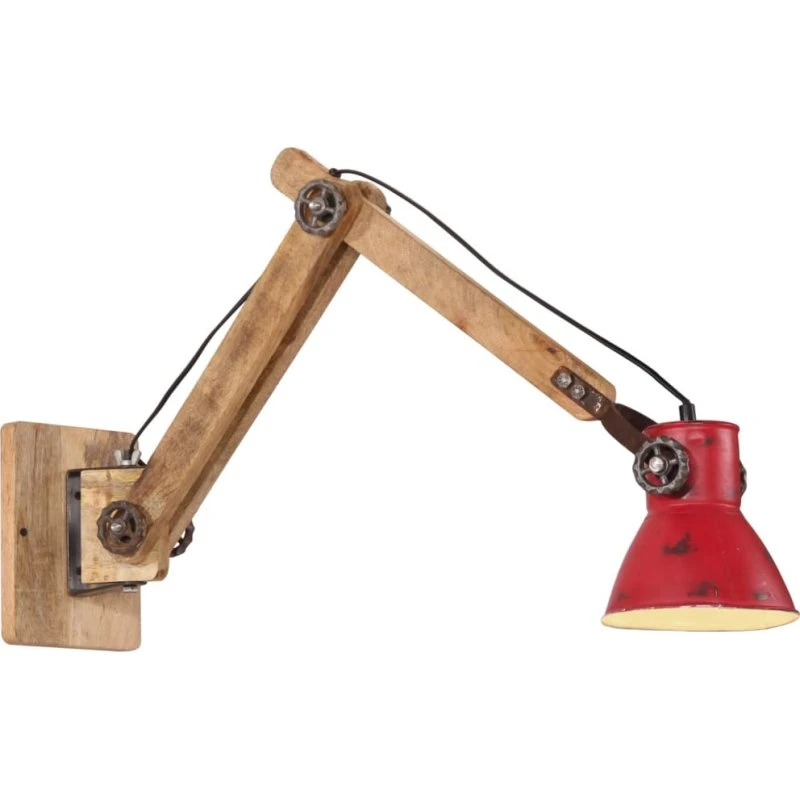 vidaXL væglampe i mangotræ 96x15x20 cm E27 25W, rustik rød