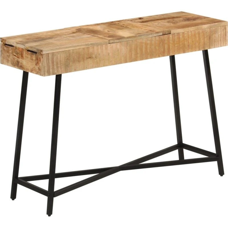 vidaXL konsolbord 105x35x75 cm i massivt ru mangotræ og jern