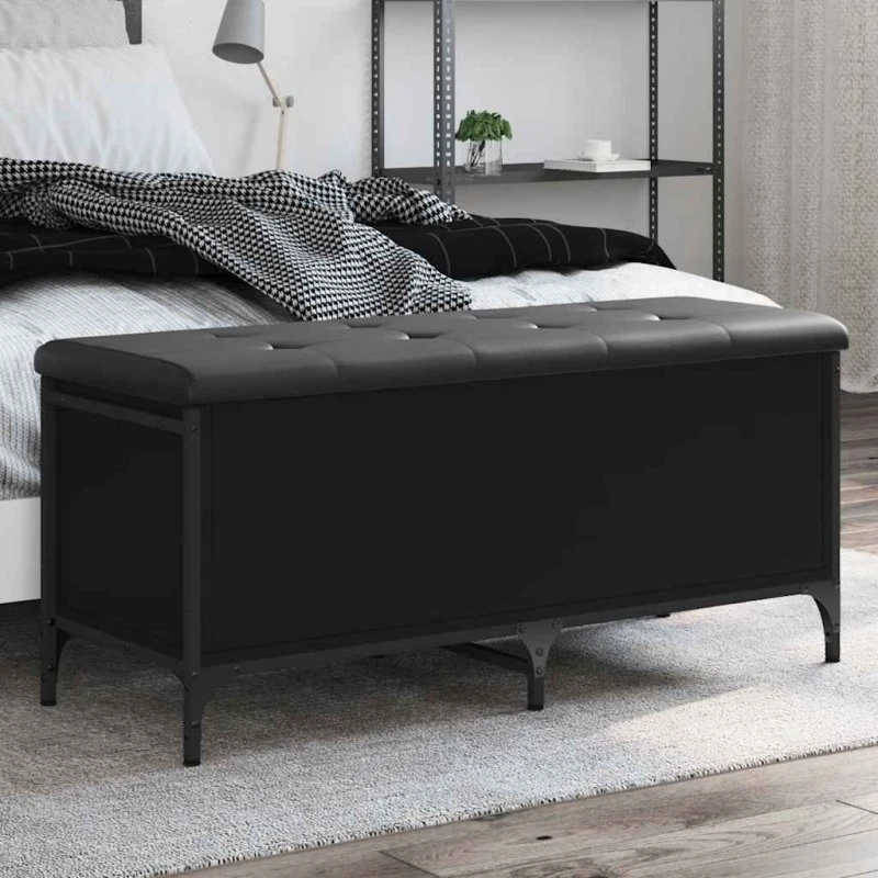 vidaXL opbevaringsbænk 102x42x45 cm sort (konstrueret træ)