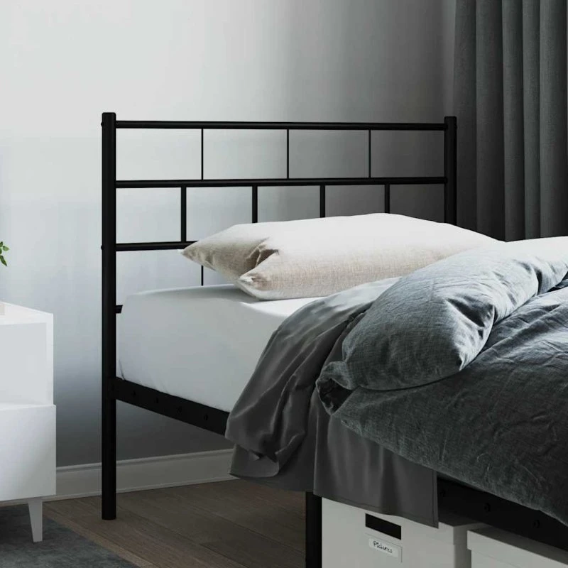 vidaXL sengegavl 80 cm – sort pulverlakeret metal