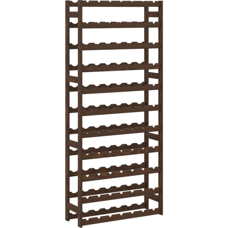 vidaXL vinreol 77 flasker massivt fyrretræ, brun