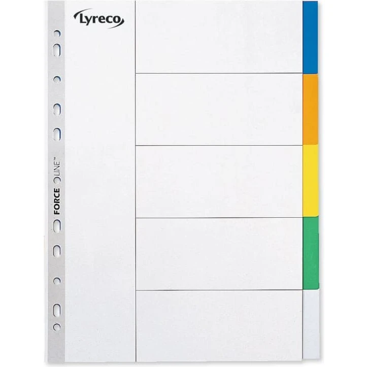 Lyreco faneblade A4 5-delt, grå PP 120 my (Force-Line)