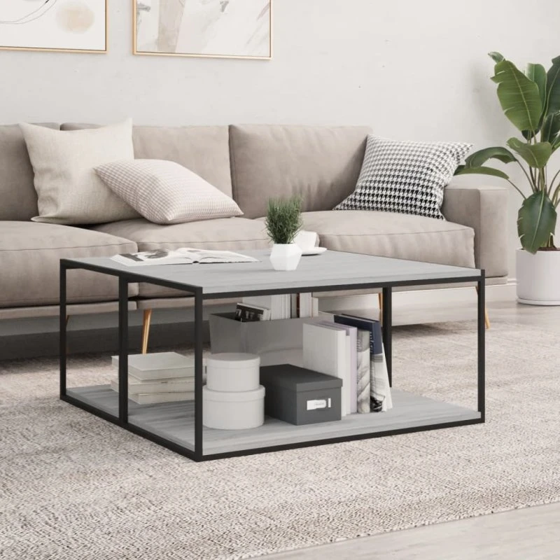 vidaXL væghylder 4 stk. 80x30x1,5 cm konstrueret træ, grå Sonoma-eg