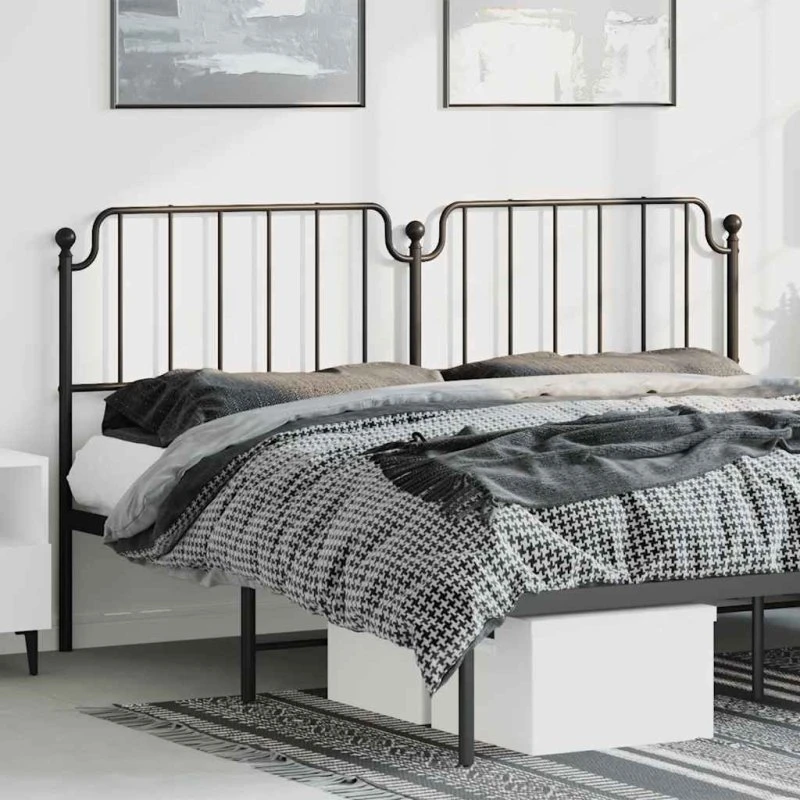 vidaXL sengegavl i metal 193 cm sort