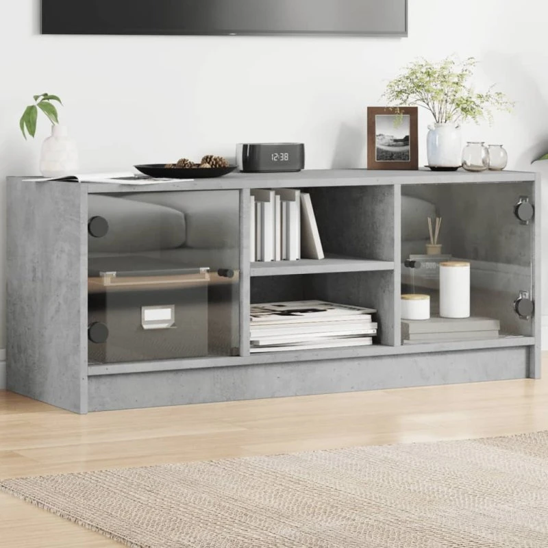 vidaXL TV-skab med glaslåger 102x37x42 cm – betongrå