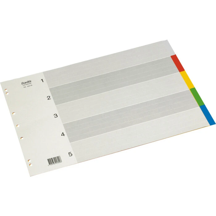 Bantex Strong-Line faneblade A3 tværformat, 5 farvede faner