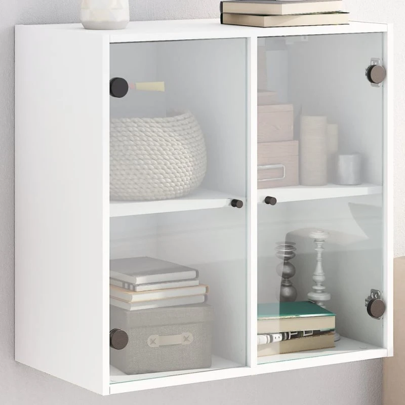 vidaXL vægskab med glaslåger 68x37x68,5 cm hvid