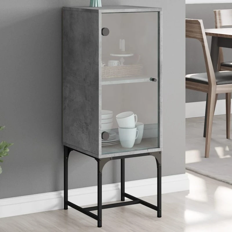 vidaXL skab med glaslåge 35x37x100 cm - betongrå