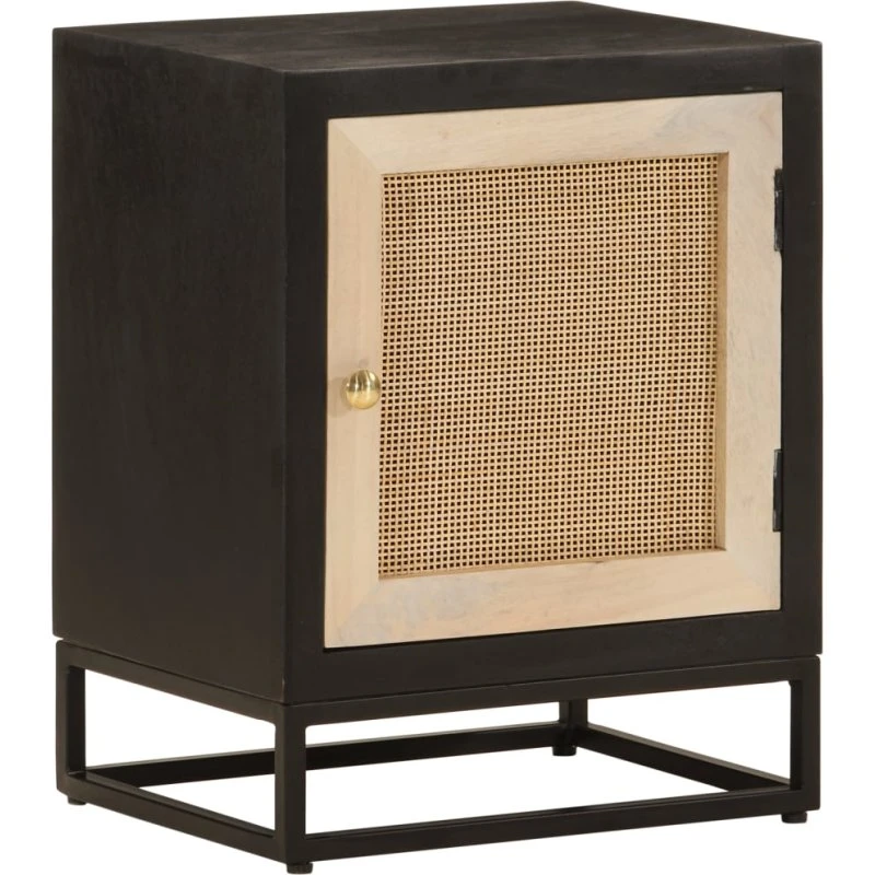 vidaXL sengebord 40x30x50 cm massivt mangotræ & sort jern