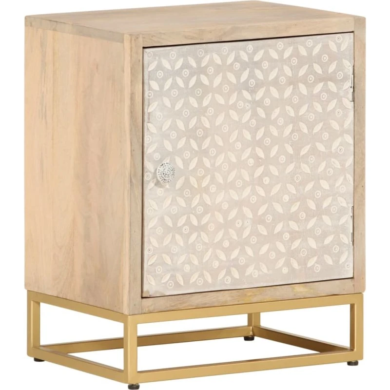 vidaXL sengebord i massivt mangotræ og jern 40x30x50 cm