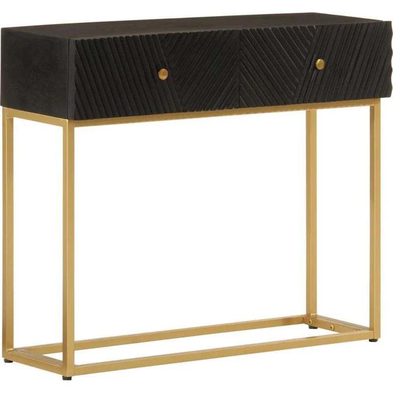 vidaXL konsolbord 90x30x76 cm massivt mangotræ & sort jern