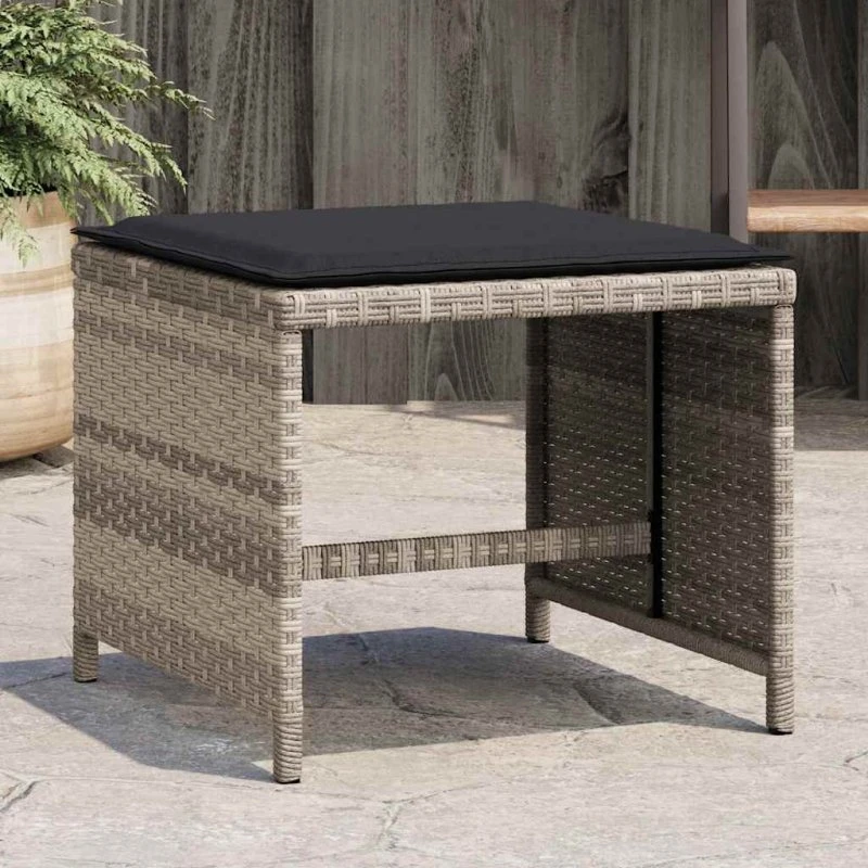 vidaXL Haveskamler 4 stk. m. hynder 41x41x36 cm polyrattan lysegrå