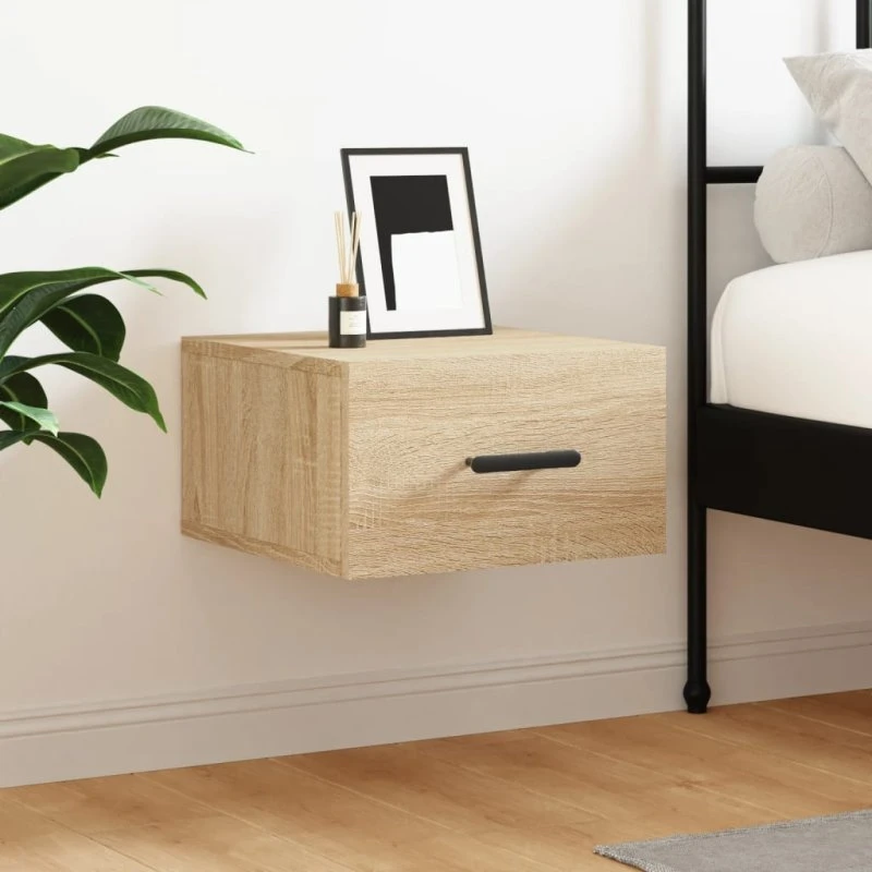 vidaXL væghængt sengebord 35x35x20 cm sonoma-eg