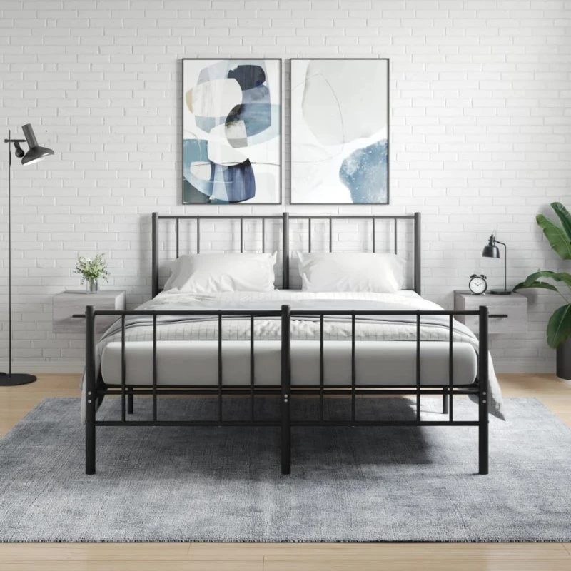 vidaXL væghængte sengeborde 2 stk. 35x35x20 cm Grå Sonoma-eg