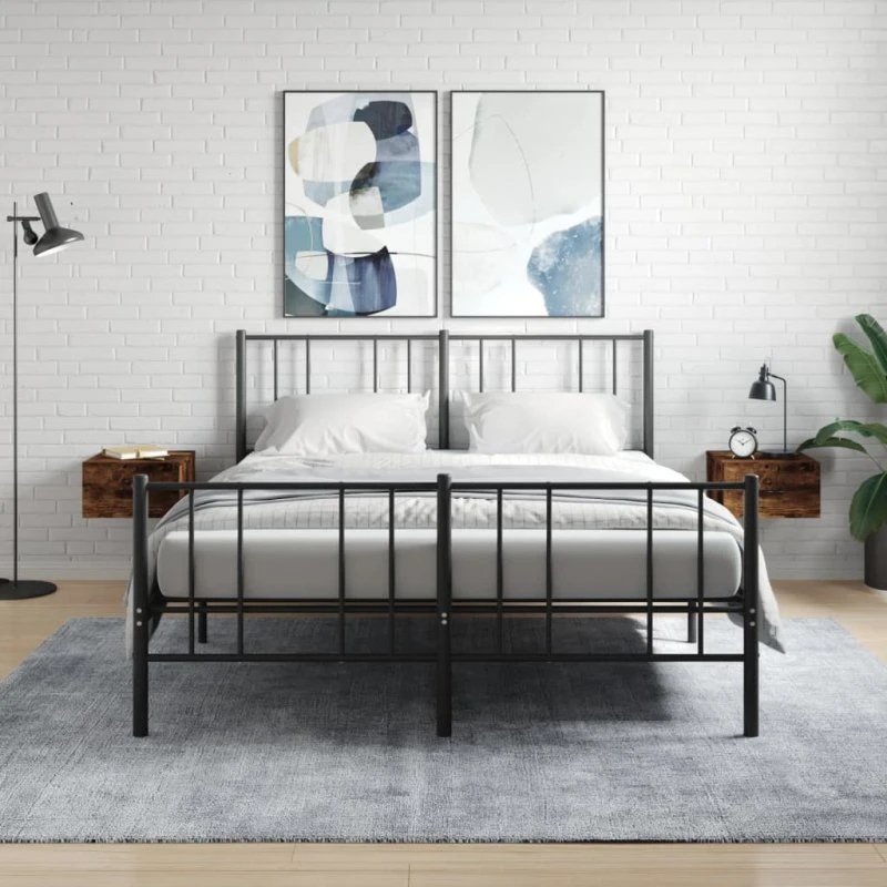 vidaXL væghængte sengeborde 2 stk. 35x35x20 cm røget egetræ