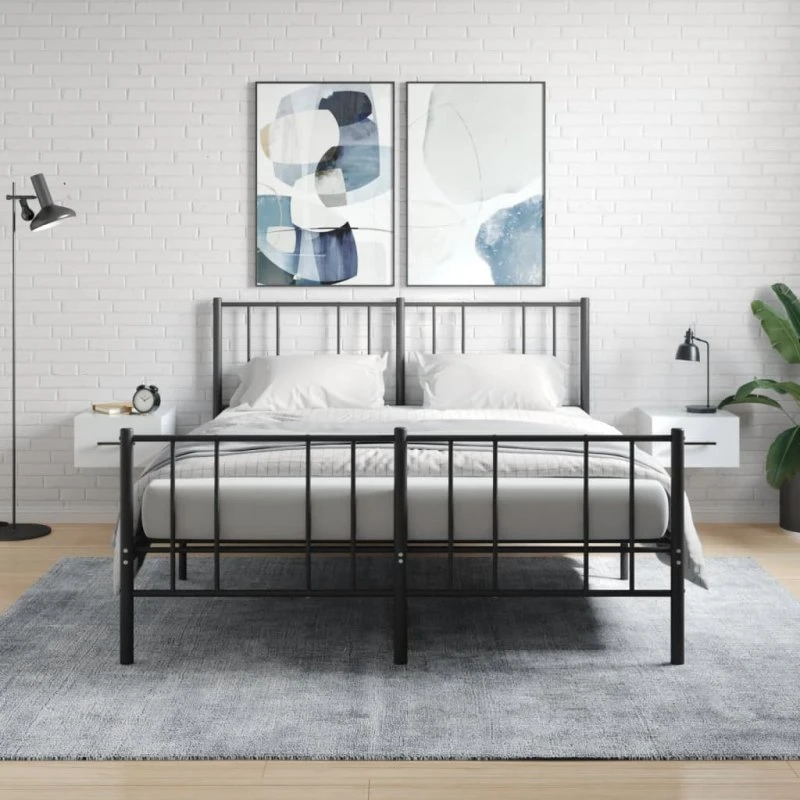 vidaXL væghængte sengeborde 2 stk. 50x36x25 cm hvid højglans