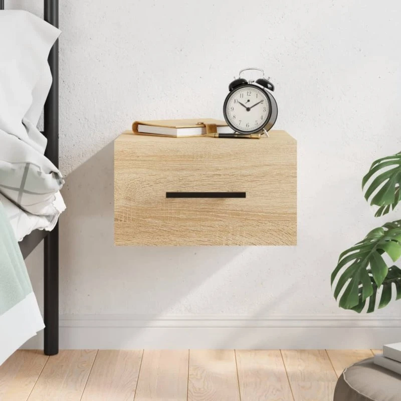 vidaXL væghængt sengebord 35x35x20 cm sonoma-eg
