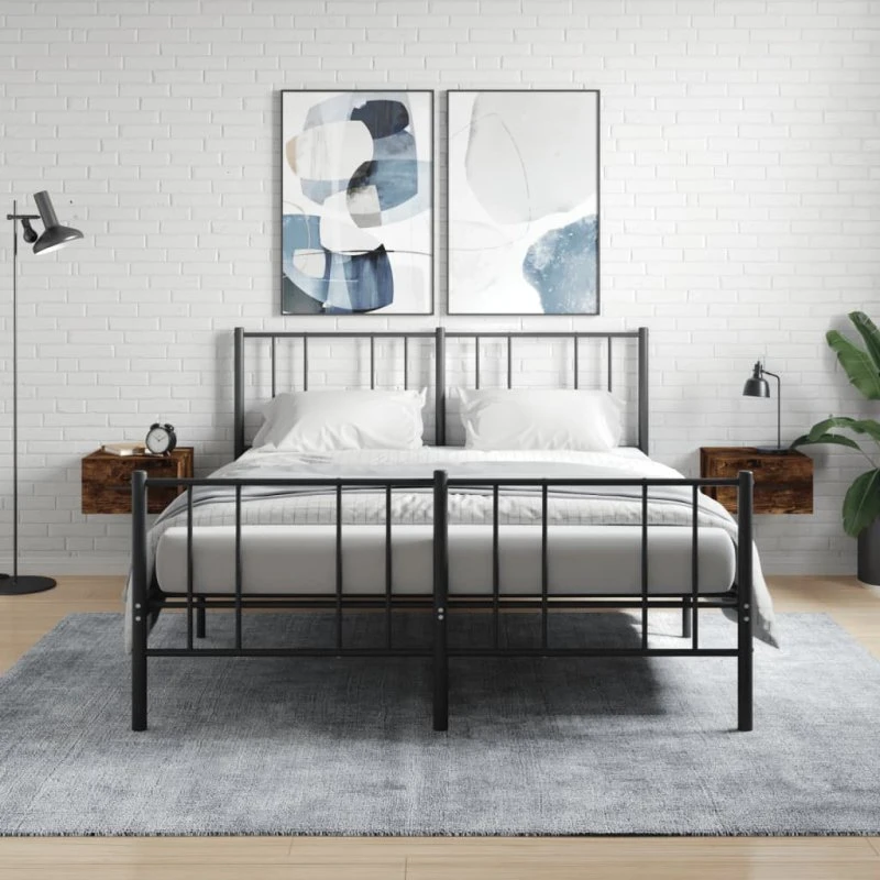 vidaXL væghængte sengeborde 2 stk. 35x35x20 cm røget egetræ