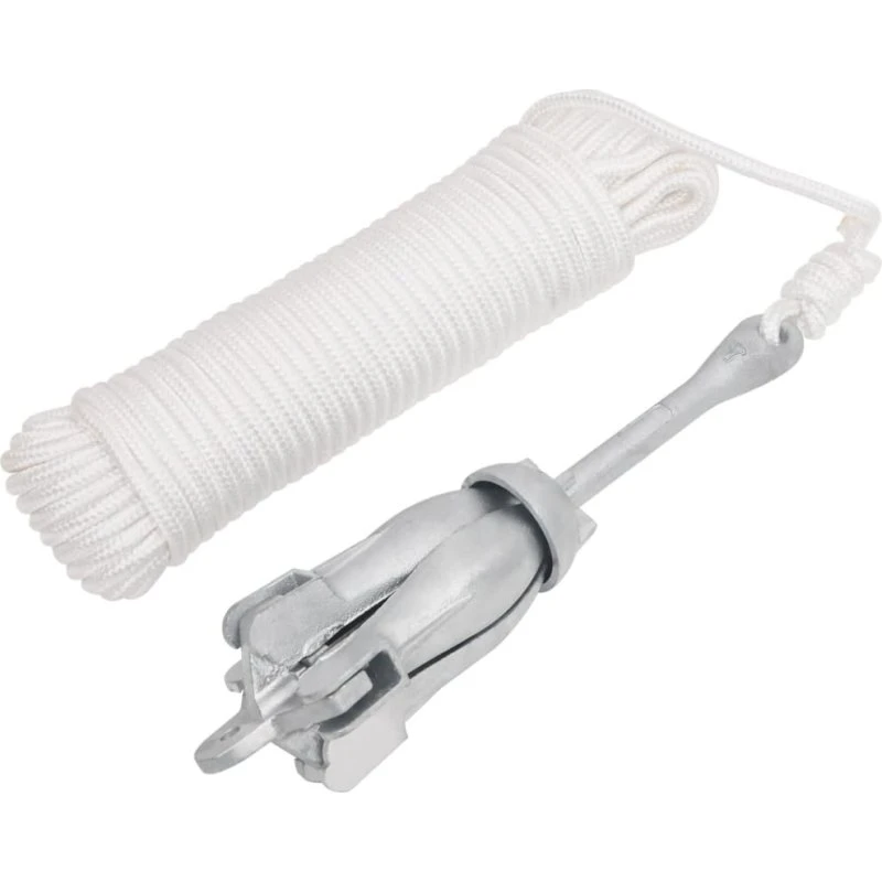 vidaXL foldbart anker 2,5 kg sølv - formbart jern med reb