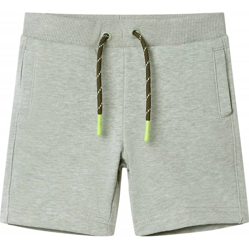 Børneshorts str. 128 lys kakimeleret med snøre