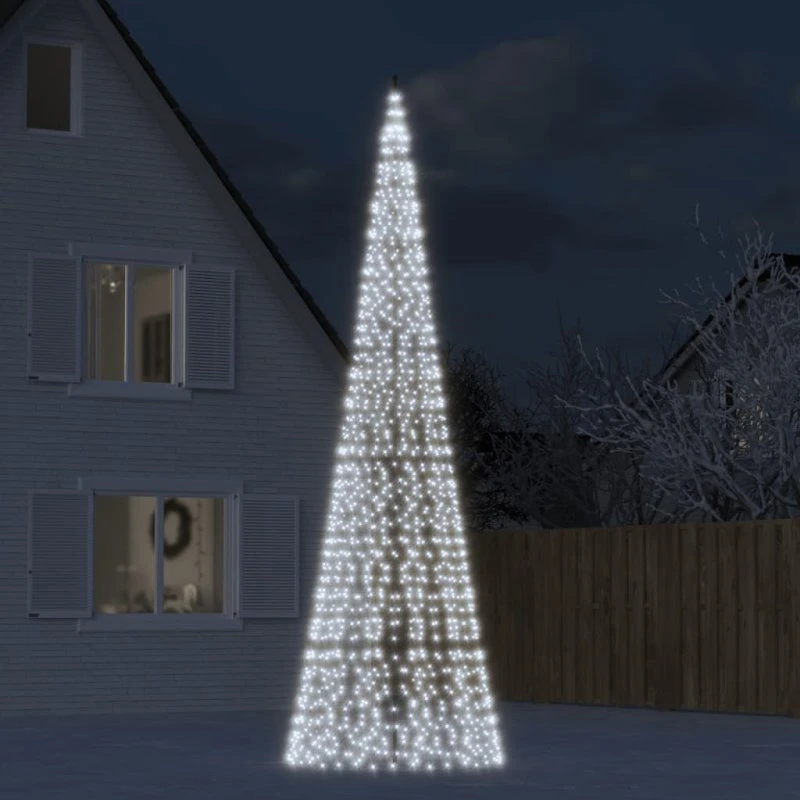 vidaXL LED-juletræ til flagstang 1534 LED, 500 cm, koldt hvidt