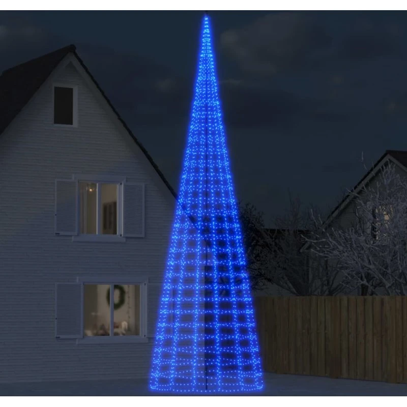 vidaXL LED-juletræ til flagstang 3000 LED 800 cm - blåt lys