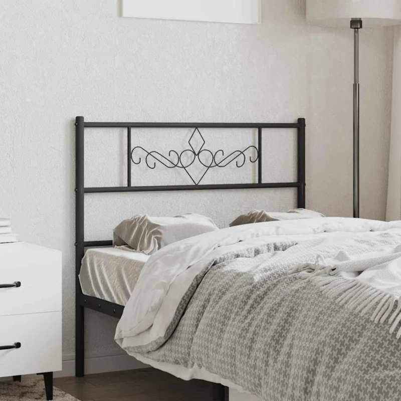 vidaXL sengegavl 90 cm metal sort