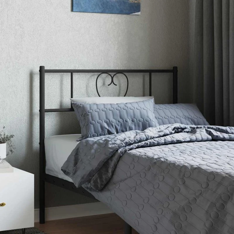 vidaXL sengegavl i metal 107 cm - sort
