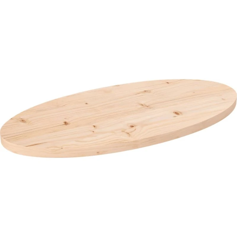 vidaXL Bordplade oval 70x35x2,5 cm massivt fyrretræ