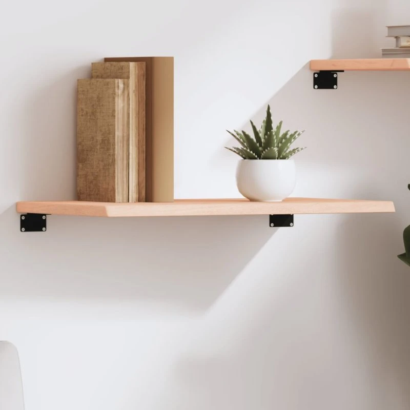 vidaXL væghylde 60x30x2 cm ubehandlet massivt egetræ