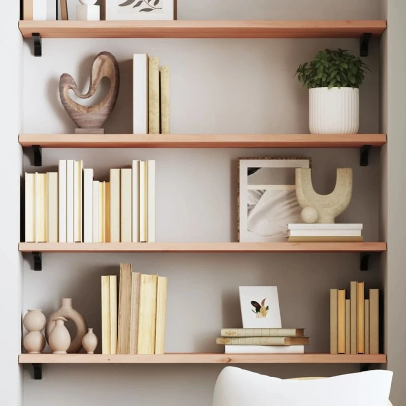 vidaXL væghylde 100x30x2 cm ubehandlet massivt egetræ