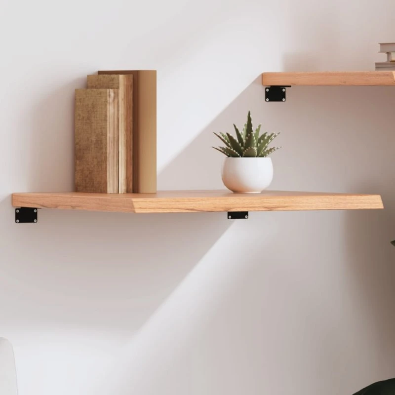 vidaXL væghylde i massivt egetræ 60x50x(2-4) cm, lysebrun