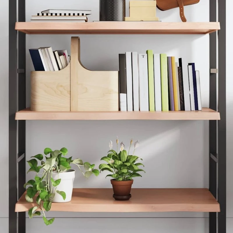 vidaXL væghylde i massivt egetræ 100x50x(2-4) cm, lysebrun