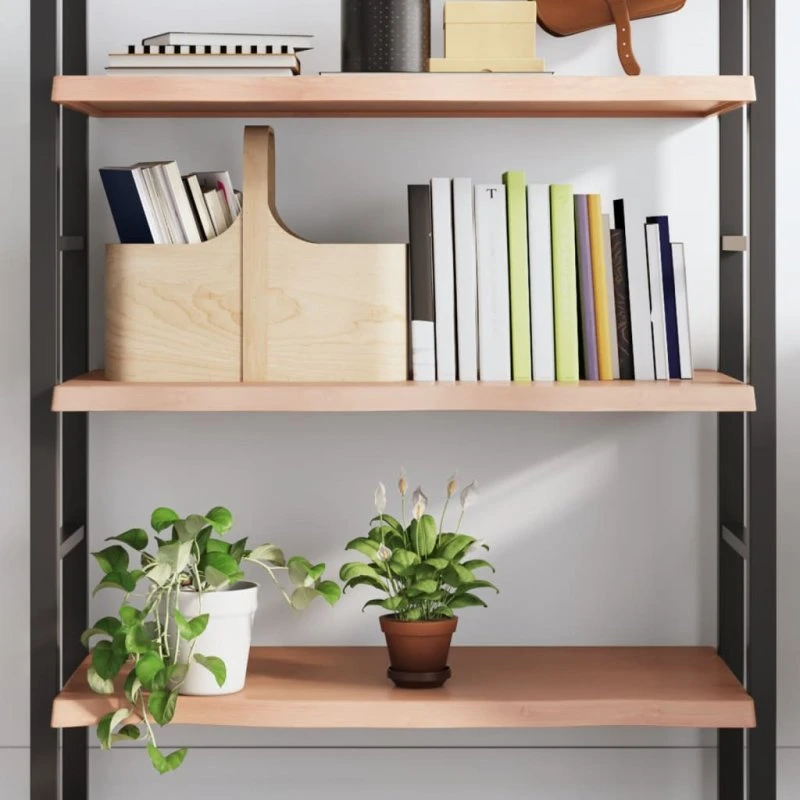 vidaXL væghylde i massivt egetræ 100x60x(2-4) cm, lysebrun