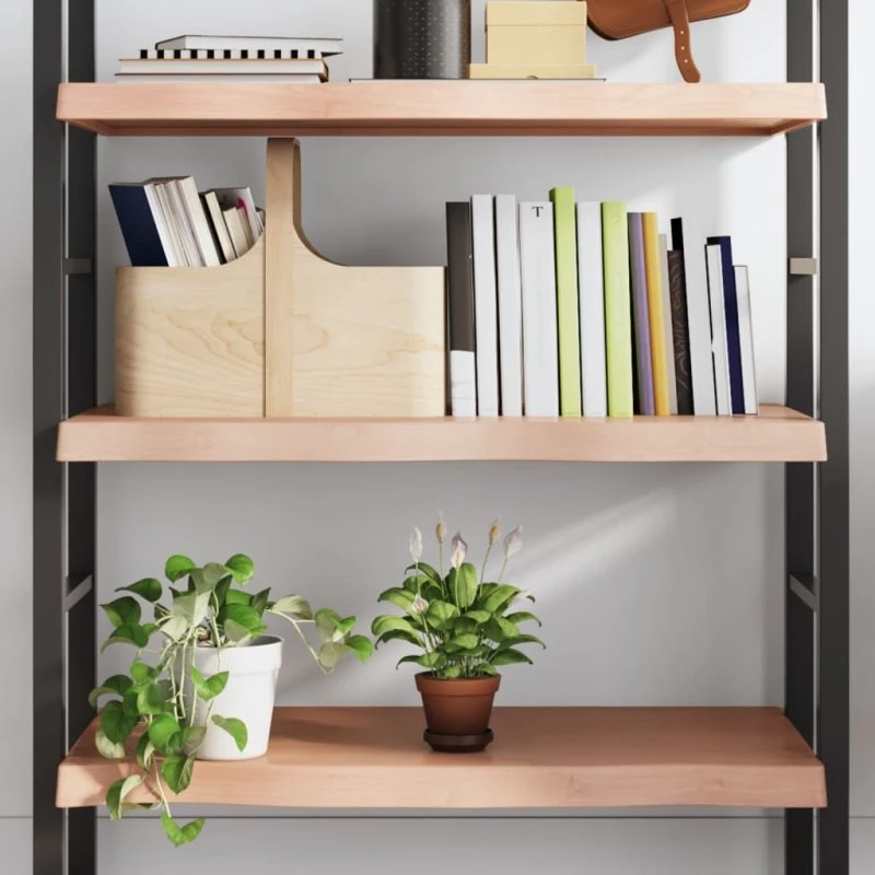 vidaXL væghylde i massivt egetræ 100x60x(2–6) cm lysebrun