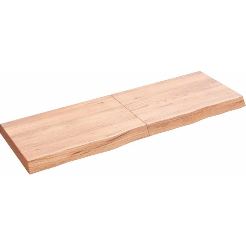 vidaXL væghylde i massivt egetræ 120x40x(2-6) cm lysebrun