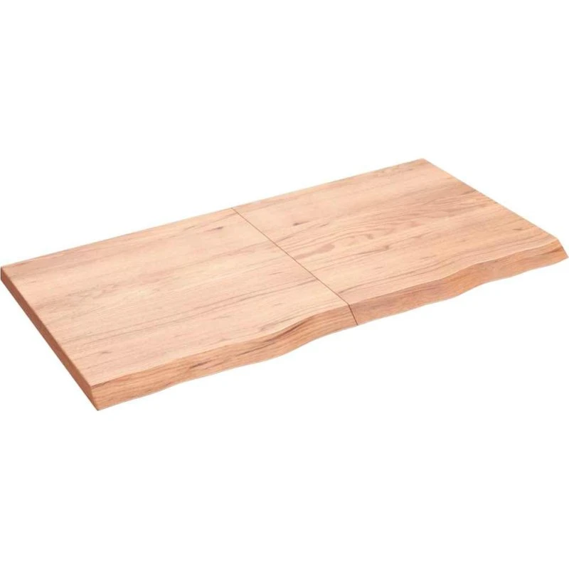 vidaXL væghylde i massivt egetræ 120x60x(2-4) cm lysebrun