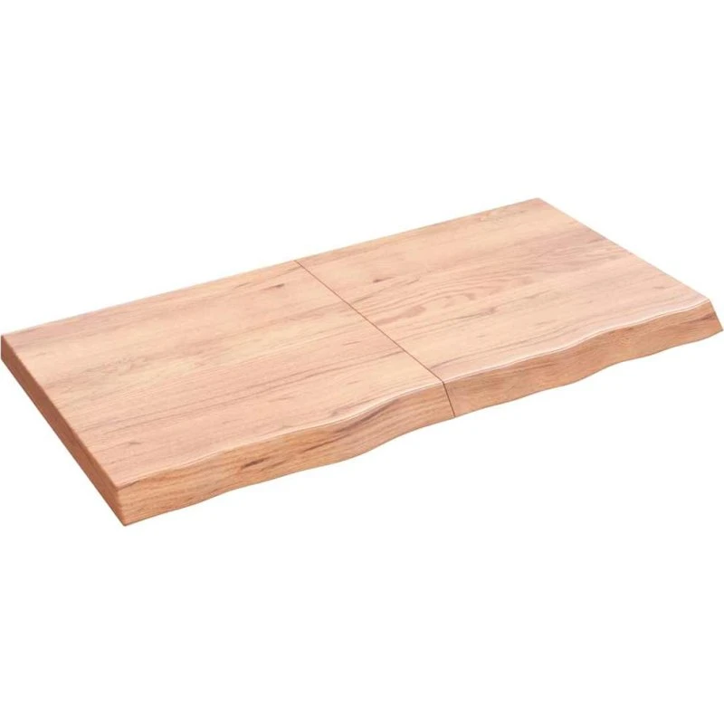 vidaXL væghylde i massivt egetræ 120x60x(2–6) cm lysebrun
