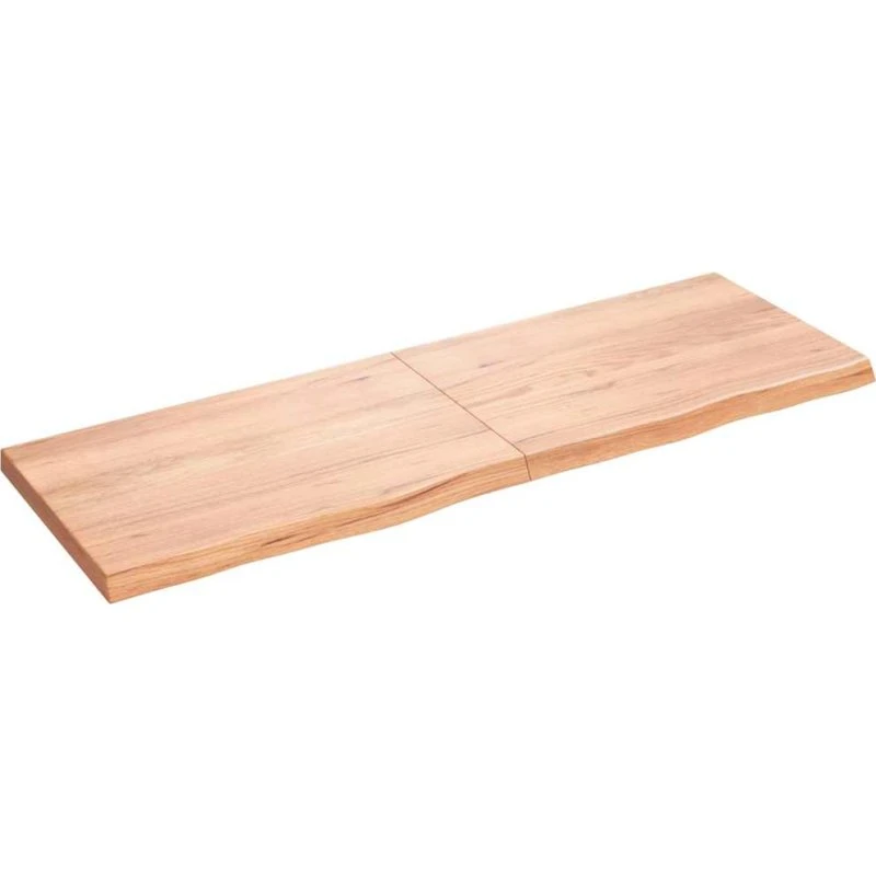 vidaXL væghylde i massivt egetræ 180x60x(2-6) cm, lysebrun