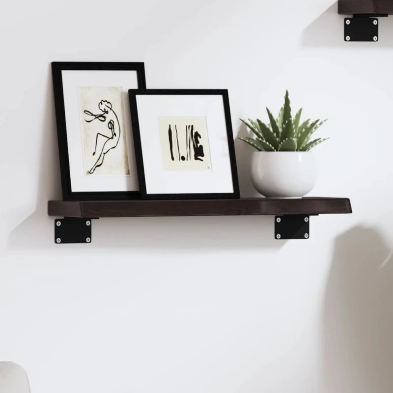 vidaXL væghylde 40x10x2 cm massivt egetræ, mørkebrun