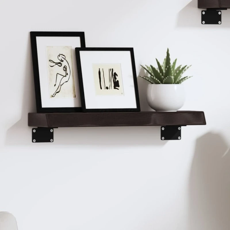 vidaXL væghylde 40x10x4 cm massivt egetræ mørkebrun